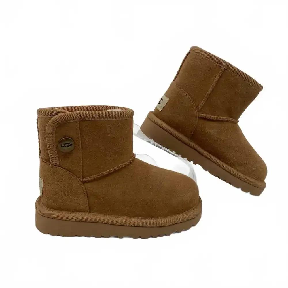 UGG Brown Suede Booties | 8T Girls Bootie Wool Lining